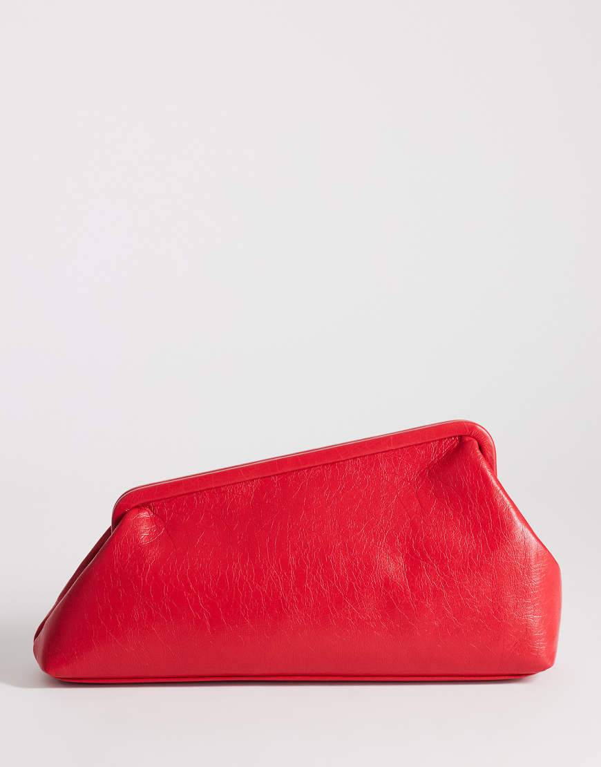 Topshop Anna medium vinklet clutch i rød - One Size