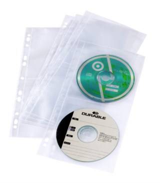 CD/DVD-ficka Durable Hålad för pärm, 4 skivor