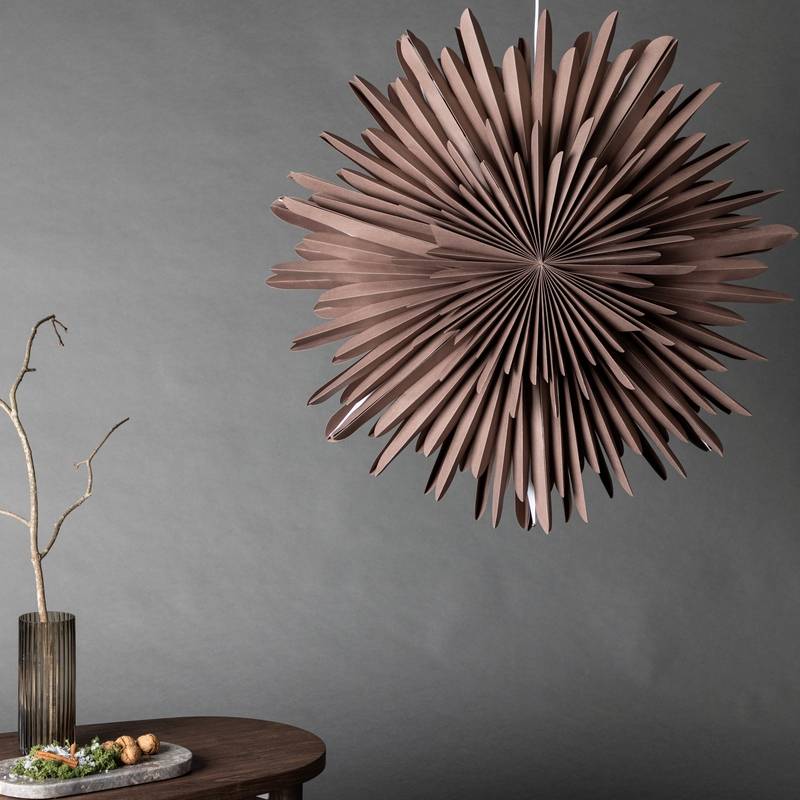Topaz - Stjerneformet loftlampe i greige papir, tre størrelser 80 cm.