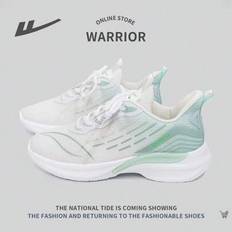 Dam löparskor med snörning framtill, lätta, stötdämpande, halkfria Slitstarka mjuk botten utomhus Casual Sports Sneakers - Vit ljusgrön (225,230,235,240,245,250)