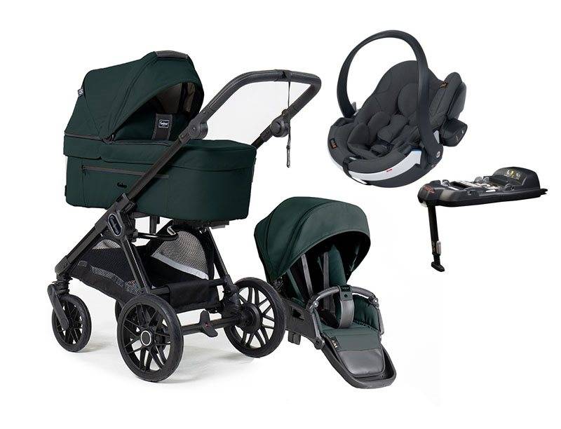 Emmaljunga Sento Pro duovagn Flat+ 2027 + BeSafe iZi Go Modular X2 babyskydd + bas