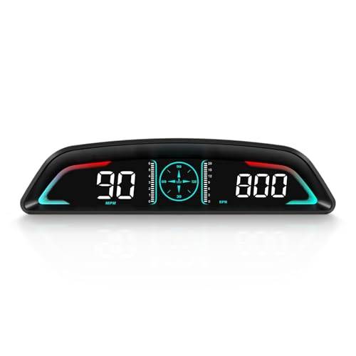 AMROOLOO Automatisk HUD Head up-display, MPH och KM/H heads up display, autohastighet, RPM, tid och andra funktioner, digital speedometer bil Mph