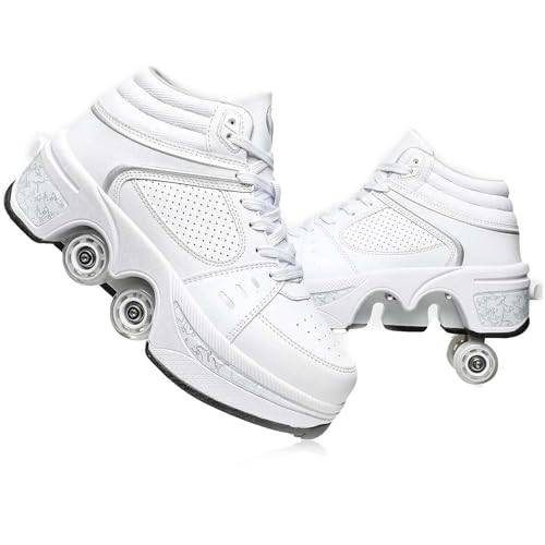 preyrocbirds Rullskor, rullskridskor, infällbar fyrhjulsskridskor skor, utomhus multisport skateboardskor, gymnastikskor med hjul för pojkar flickor