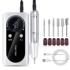 Genopladelig Elektrisk Neglefil til Akryl Gel Negle Manicure Pedicure Sæt Neglesalon Hvid