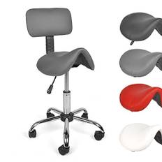 Mingone Sadelpall, ergonomisk arbetspall, 360° vridbar pall, höjdjusterbar kontorspall med ryggstöd, sadelstol med hjul, grå