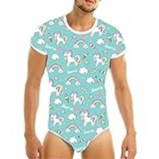 ABDL Baby Onesie blöjälskare (ABDL) snäppgren sparkdräkt onesie pyjamas – färgglad enhörning (mintgrön, 3XL), Mintgrön