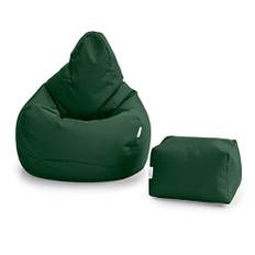Loft 25 Sittsäck Gamer stol | Inomhus Utomhus Vardagsrum Spel Saccosäck | Vattenavvisande Sittdyna med Fyllning av EPS-Pärlor | Hållbar & Bekväm (grön, sittsäck + fotpall)