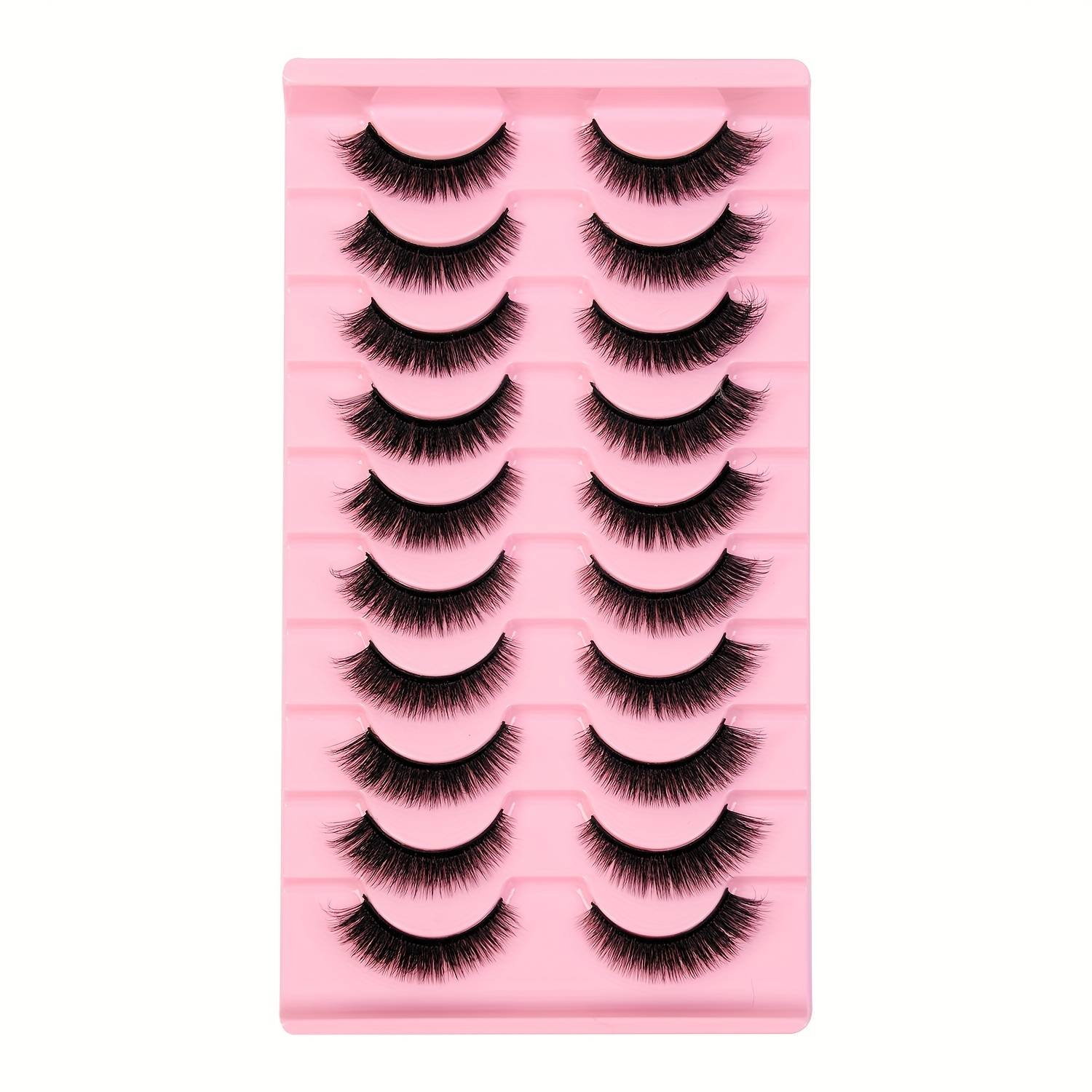 TEMU New R& Pairs 3d Full Strip Mink Eyelashes, Dd Cat Artificial Eyelashes, With Natural To Super Thick , Reusable For Beginners, Mixed Length 6mm-12mm. Dramatic Lashes