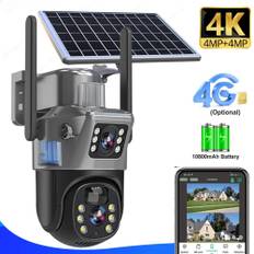 4K 8MP 4G Sim-kort Solbatteri Kamera Utomhus trådlös WiFi IP-kamera Dubbel lins Dubbelskärm Säkerhetsskydd Övervakning CCTV WiFi Cam