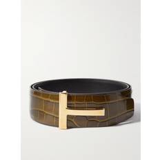 TOM FORD - 4cm Reversible Croc-Effect Leather Belt - Men - Brown - EU 105