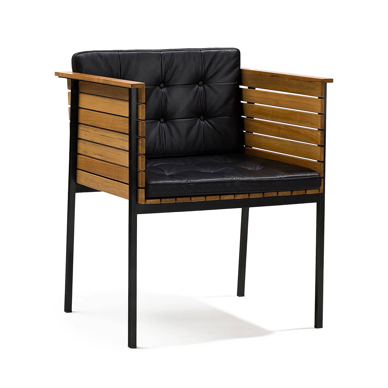 Häringe karmstol svart/teak/svart konstskinn - Svart/Träfärgad