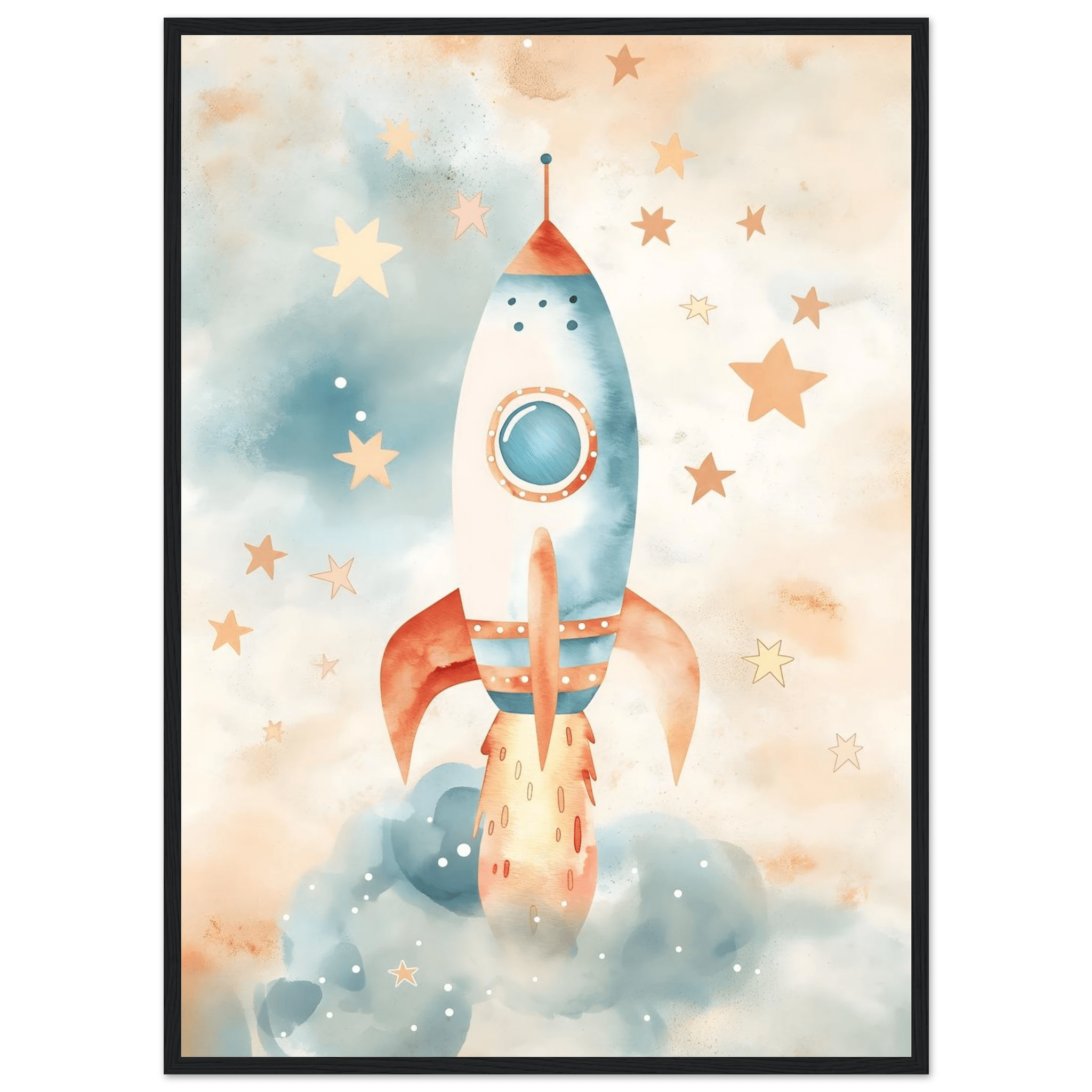 Raketposter-50x70 cm / 20x28″ / Med ram / Svart