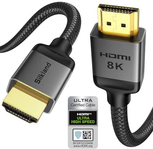 Silkland HDMI 2.1 Kabel 2m 10K/8K [Zertifiziert],4K@120Hz eARC HDR10+ HDCP, 48Gbps Ultra High Speed HDMI® Kabel 2.1 für Mac Mini M4, PS5 Pro/Switch2, Soundbar, Blu-ray, OLED TV, TV Stick 4K