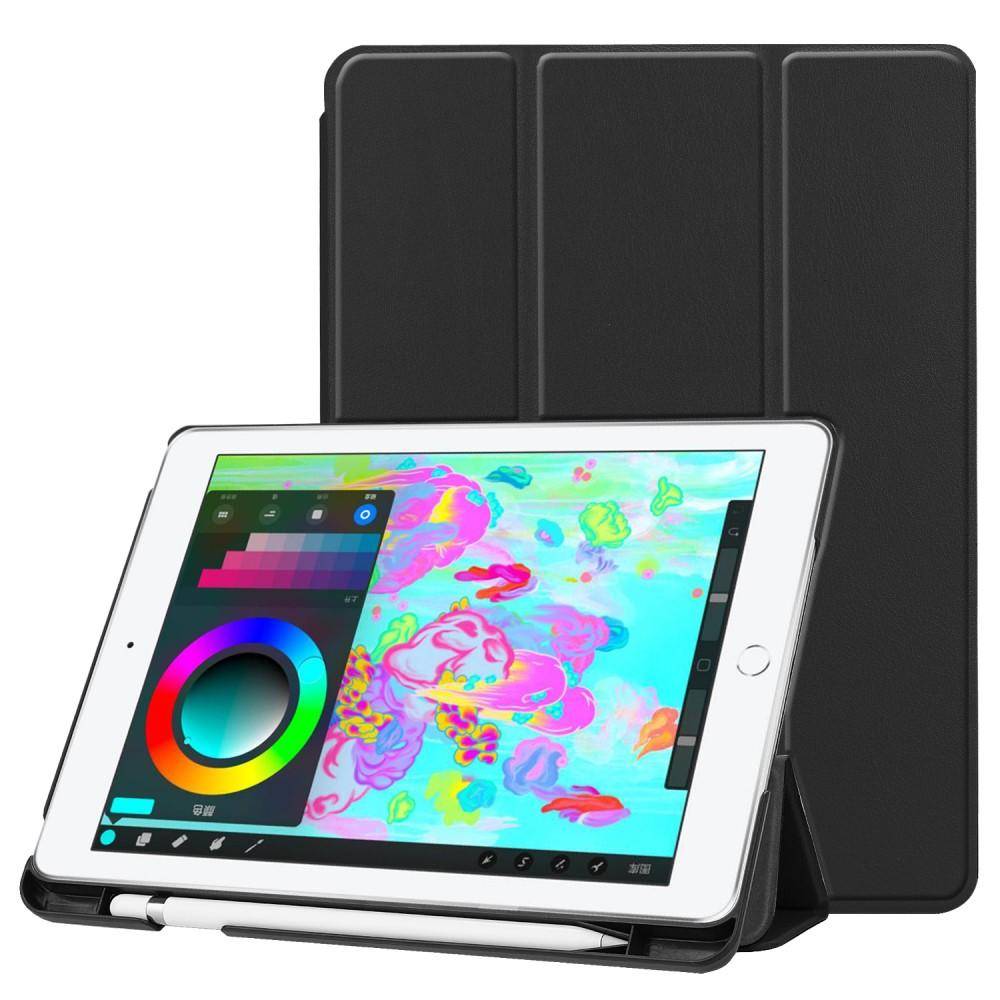 Apple iPad 9.7 5th Gen (2017) Etui Tri-fold med Pencil-holder Sort