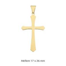 Kors vedhæng i 14 karat guld. 17 x 26 mm. Medium