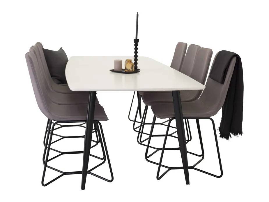 Venture Design Polar & X-chair spisegruppe Hvid/sort 8 st stole & borde 240 x 100 cm