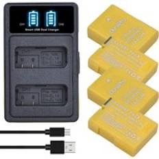 Gult batteri en -el14 en-el14a för nikon en el14 el14a, dslr d5300 d5600 d3300 d5200 d3200 d5100 d5500 coolpix p7000 p7100 - Laddare och 4 batterier