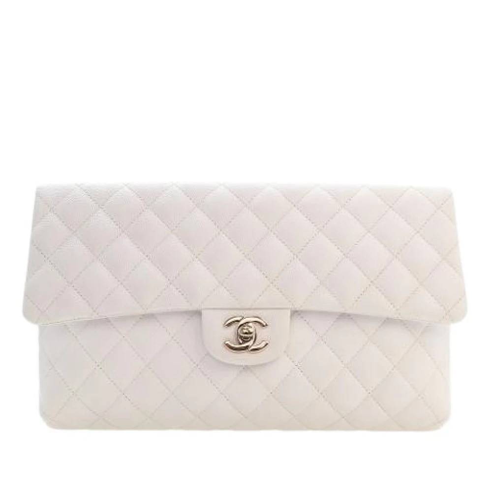 Chanel Vintage Pre-owned Quilted Caviar Leather Clutch - Vintage - Dame - Hvid - ONE SIZE - Læder