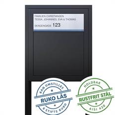 Sort Base Exclusive postkasse med stander - med RUKO lås - Rustfrit stål indkast