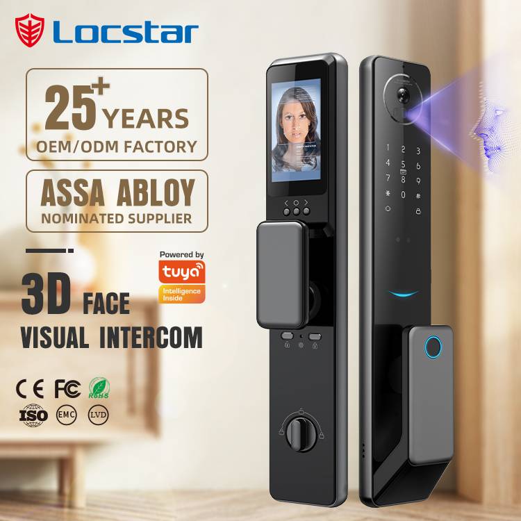 Tuya Golden Video 3d Face Recognition Finger Smart Door Lock Wifi For Aluminum Door