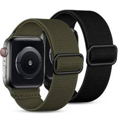 Pakke med remme kompatible med Apple Watch remme 45 mm 44 mm 42 mm Loop til iWatch SE Ultra Series 8 7 6 5 4 3 2 1 Sort/Grøn