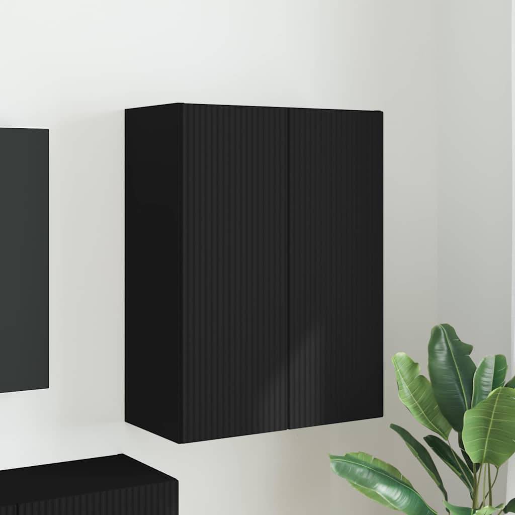 vidaXL TV Vägghylla Svart 59,5 x 31 x 80 cm Konstruerat trä