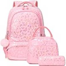 Kimwadalh Ryggsäck flicka glitter flicka ryggsäck grundskola ryggsäckar flickor ryggsäck barn regnbåge ryggsäck flicka flerfärgad skolväskor, glitter ryggsäck för flickor, Rosa plysch fjäril, M