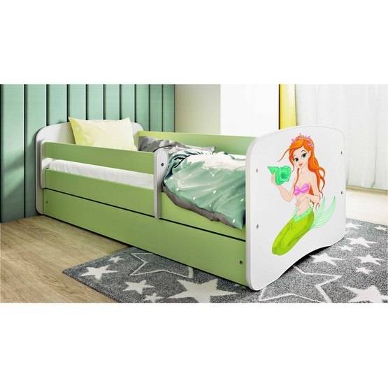 Kocot Kids Barnsäng - Babydreams Grön Med Madrass - Sjöjungfru 160x80 Cm