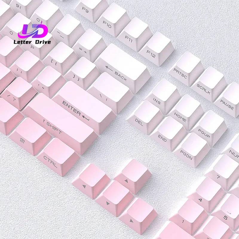 New 133+ Keys Double Shot Shine Through Keycaps Peach Pink Side Print PBT Keycaps Cherry Profile for MX Switches Gaming Keyboard