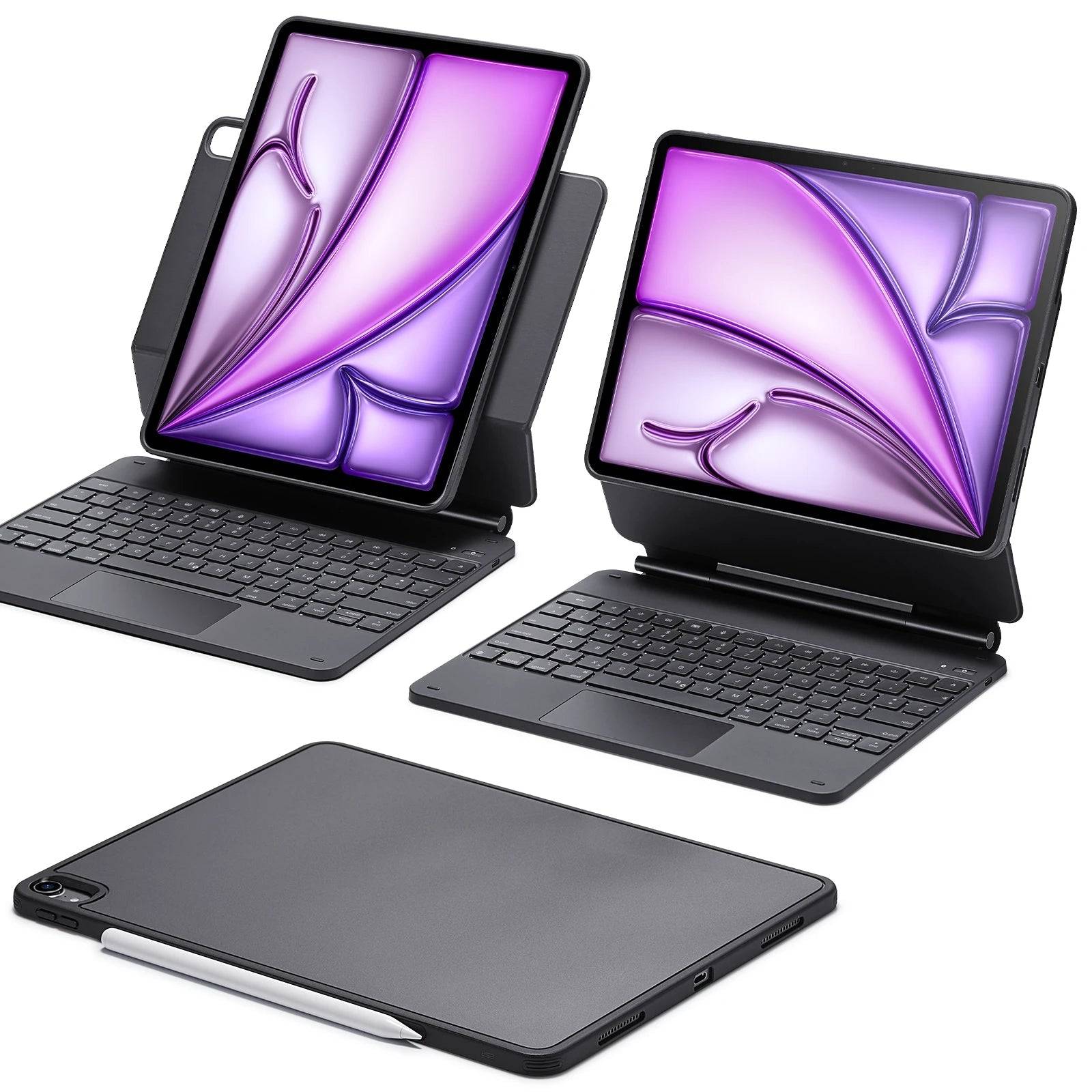 iPad Air 13" (2024) Rebound Magnetische Tastatur Hülle 360 - DE Layout-Schwarz - DE Layout-Schwarz