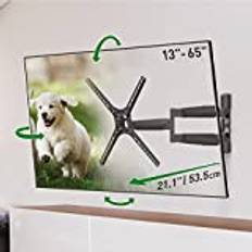 Barkan TV-väggfäste, 13-65 tum full rörelse artikulerande – 4 rörelse lång premium platt/böjd skärmfäste, upp till 36 kg, extremt utdragbar, livstidsbegränsad garanti, passar LED OLED LCD