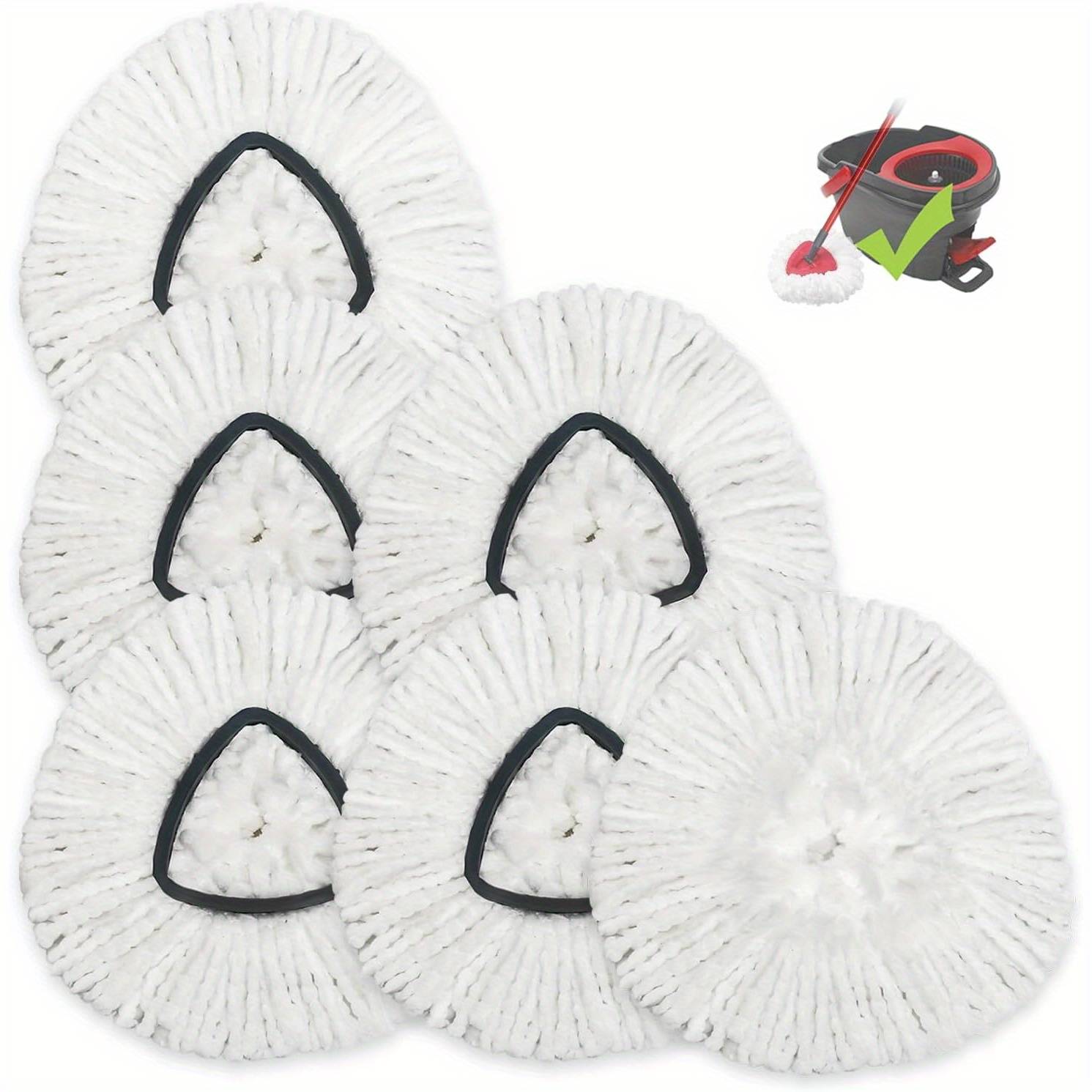 6-pack Rotary Mop Replacement Heads Compatible With Oceda Easywring 1 ; Microfiber Mop Replacement Heads For Hardwood Floor Cleaning (not Compatible With 2-tank Systems).