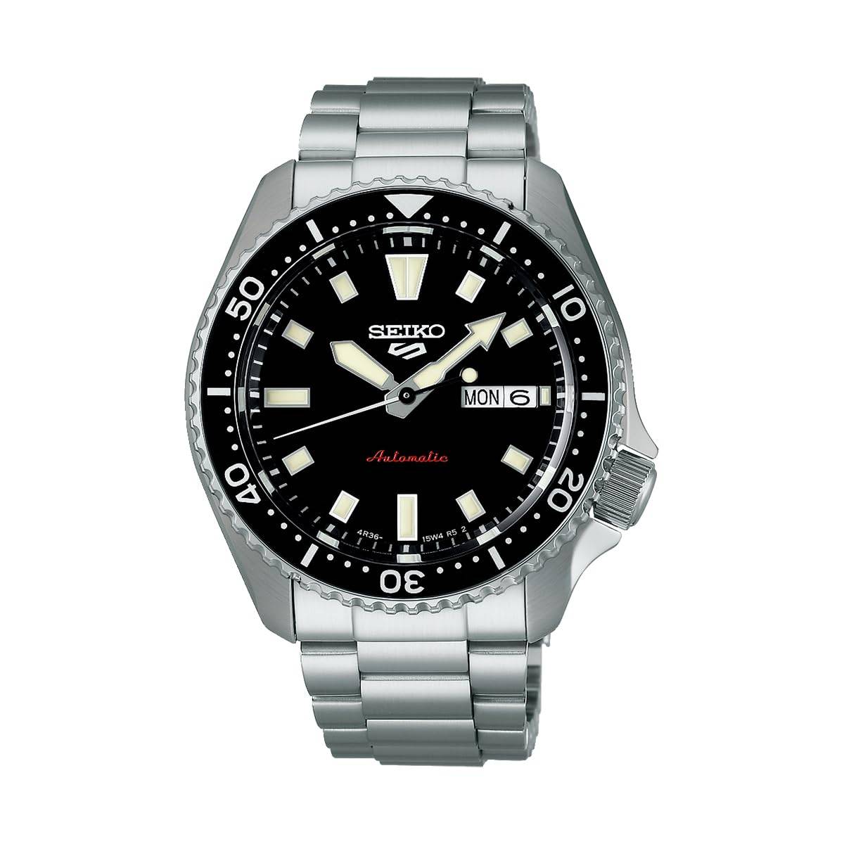 Seiko SRPL85K1 5 Sports Automatisk GMT-klocka i Rostfritt Stål för 42 mm Boett Herrar, Storlek, Svart/Silver black