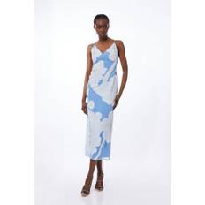 Applique Organdie Satin Woven Midi Dress