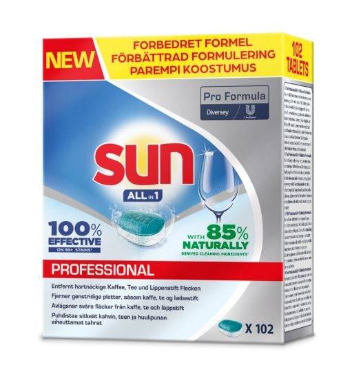 Opvasketabs Maskinopvask Sun All-in-1 102 stk enkeltpakket.