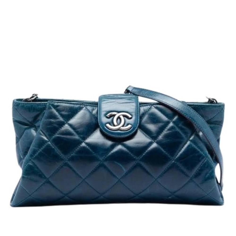 Chanel Vintage Pre-owned Vintage Quilted Crossbody Bag - Vintage - Dame - Blå - ONE SIZE - Uld