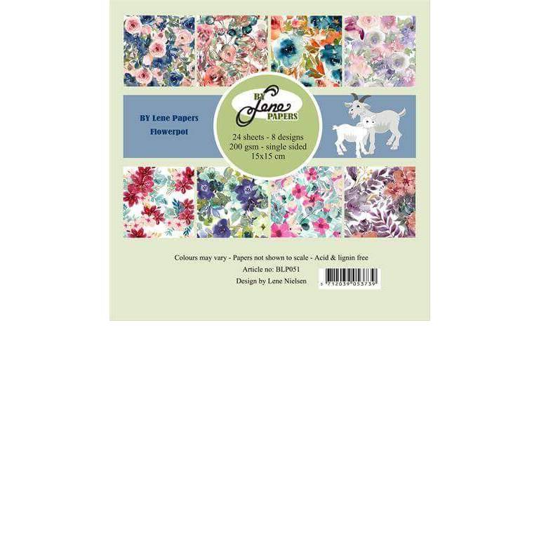 Scrapbookingpapper - 15x15cm - Flowerpot