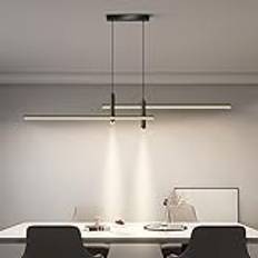 Moderna dimbara LED-pendellampor för köksö matsal kontor vardagsrum och bar höjd justerbar svart hängande lampa med linjär designerljuskrona takbelysningsarmatur (L150 cm)