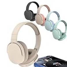 LiLiLiTok Bluetooth-hörlurar över örat, trådlösa hörlurar med mikrofon och ljudkabel, hopfällbara hörlurar brusreducerande trådlöst headset för telefoner/iPad/bärbara datorer/PC (Khaki)