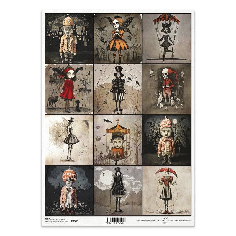 Itd Collection - Rice paper - rispapir - A4 - 1 ark - Dark Fair karakterer kollektion