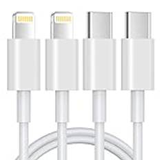 USB C Lightning kabel 3M 2-pack, [MFi-certifierad] iPhone laddningskabel USB C kompatibel med iPhone 14/13/13 Pro/12/12 Pro Max/11 Pro/X/XS/XR/8 Plus, för typ C-laddare, stöder strömförsörjning..