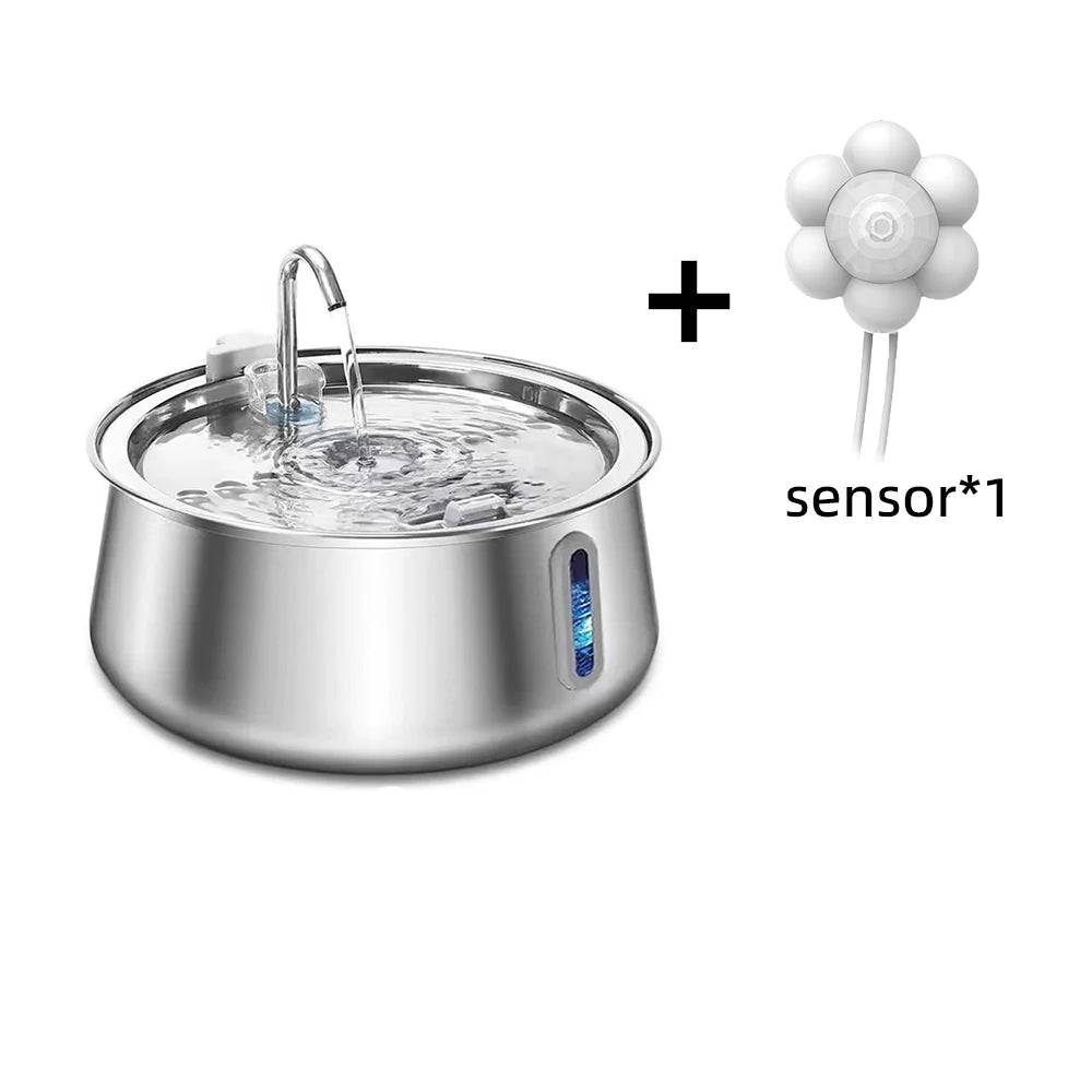 Large Capacity Stainless Steel Pet Water Fountain - 4L Multi-Layer Filtration System - Automatic version