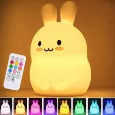 Nattlampor för barn, LED-nattlampa, kaninlampa för barn, bärbar LED-uppladdningsbar nattlampa för småbarn för sovrum, dimbar nattlampa i silikon för k - Vitt (En-Storlek)