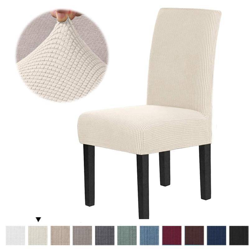 Stretch Matsolsstolsöverdrag med texturerat rutigt jacquardtyg Parsons Stolsskydd Tjocka Stolsskydd