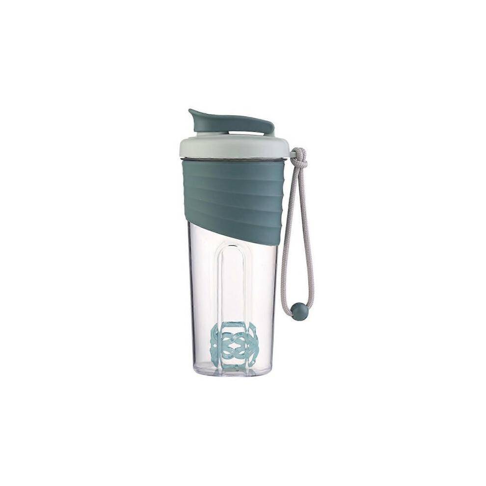 (Blue) 24oz Large-Capacity Grey Protein Shaker Bottle with Creative Strap