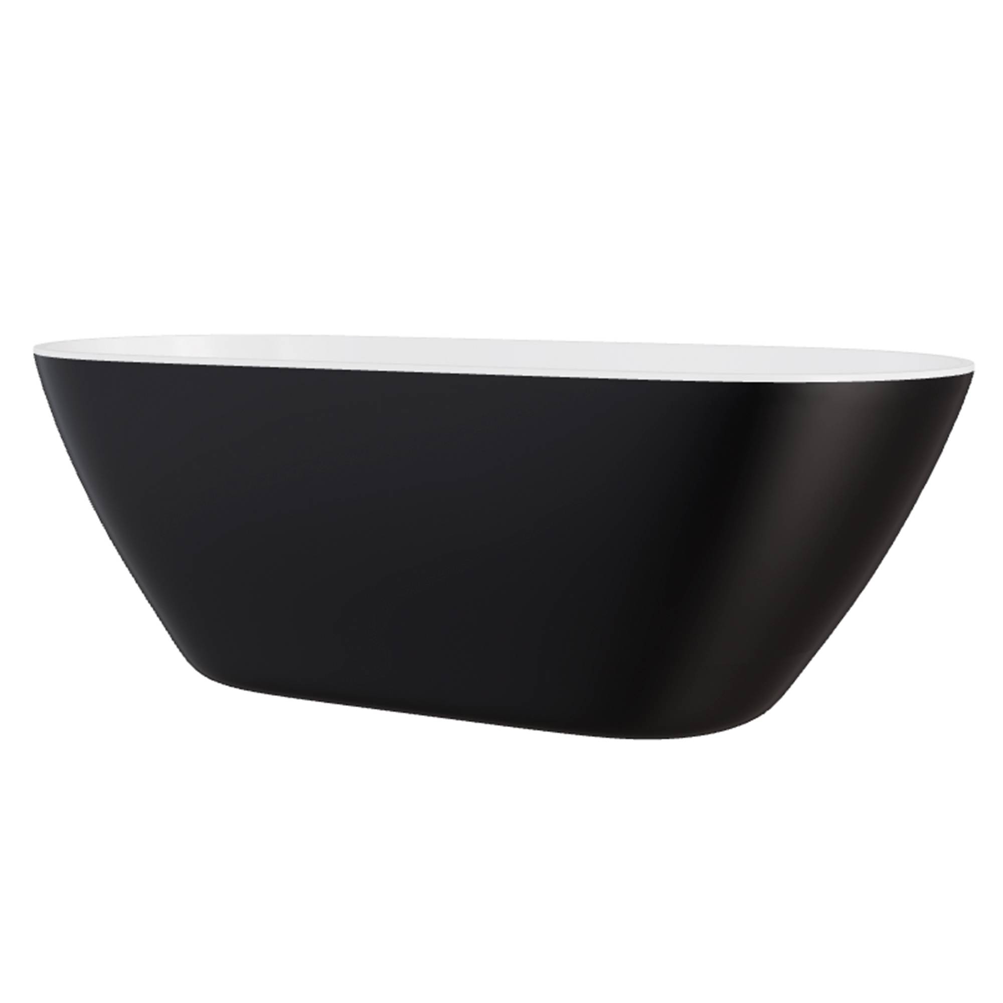 Handgjorda Mineral DuraBe Mineralgjutning Badkar Sombra Svart Matt 170 cm med Krom Pop-up Bottenventil