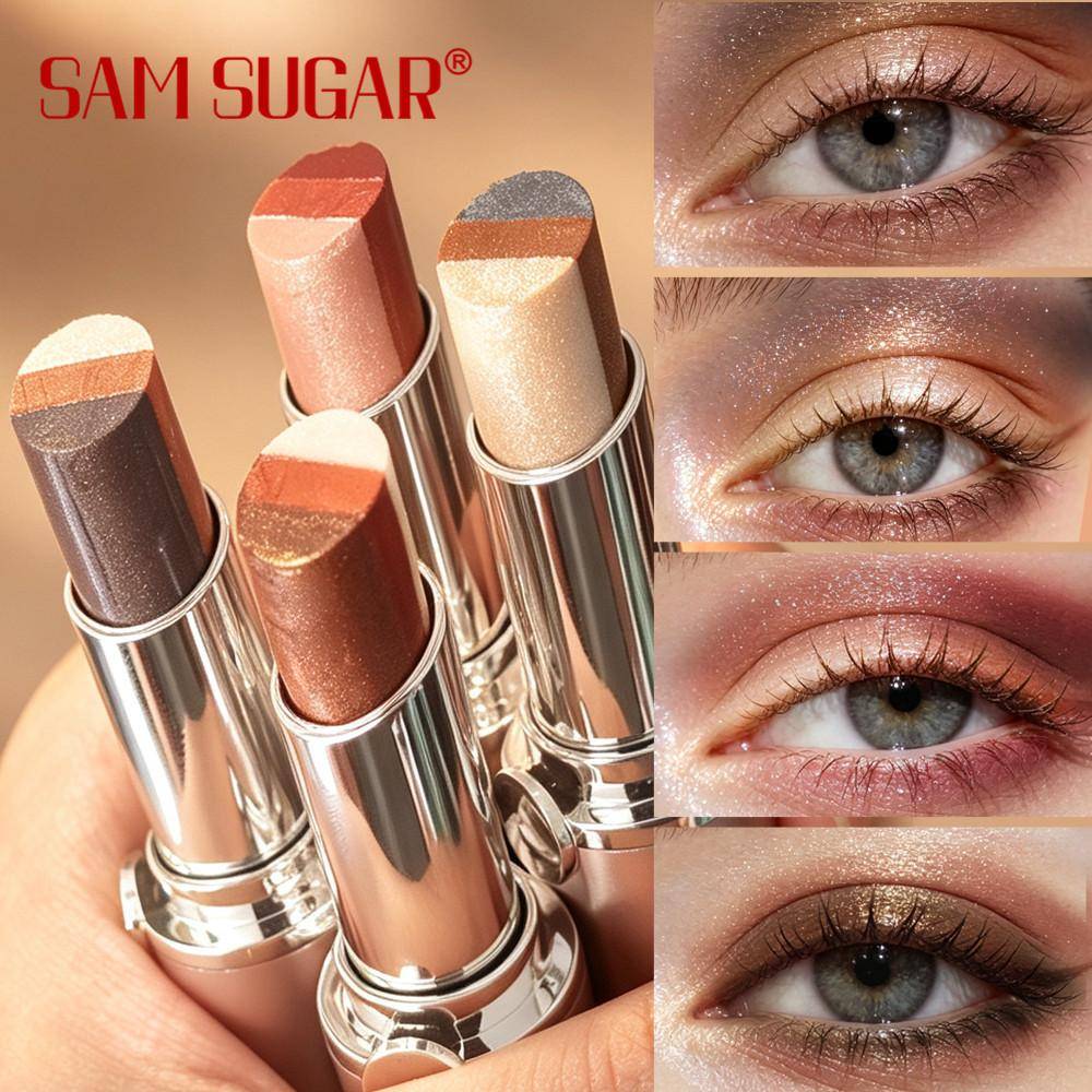 4 st Trefärgad Gradient Ögonskuggstick Set Vattentät Kladdfri Skimmer Pärlemor Highlighter Kontur Ögonskuggspenna Snabb Makeup Ögonkosmetik