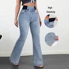 Damjeans Casual Skinny Stretchiga Utsvängda Byxor Blå Skinny Jeans Hög Midja Utsvängda Byxor Tall Damjeans Sommar - Ljustvätt - Tall XS,Tall S,Tall M,Tall L,Tall XL