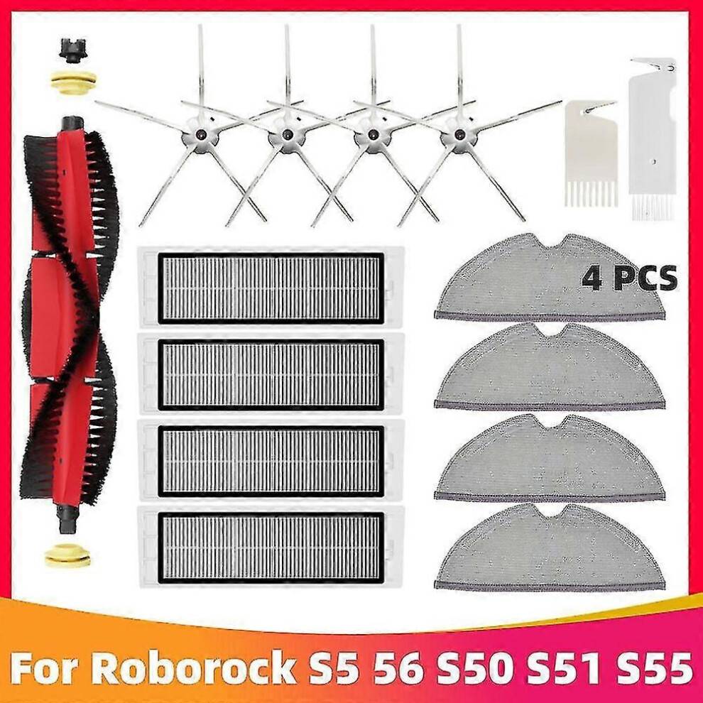 (Set 1) For Xiaomi Roborock S5 S50 S5 Max S6 S6 Maxv S6 Pure E4 E5 Robot Vacuum Cleaner Spare Parts Main Side Brush Hepa Filter Mop Rag