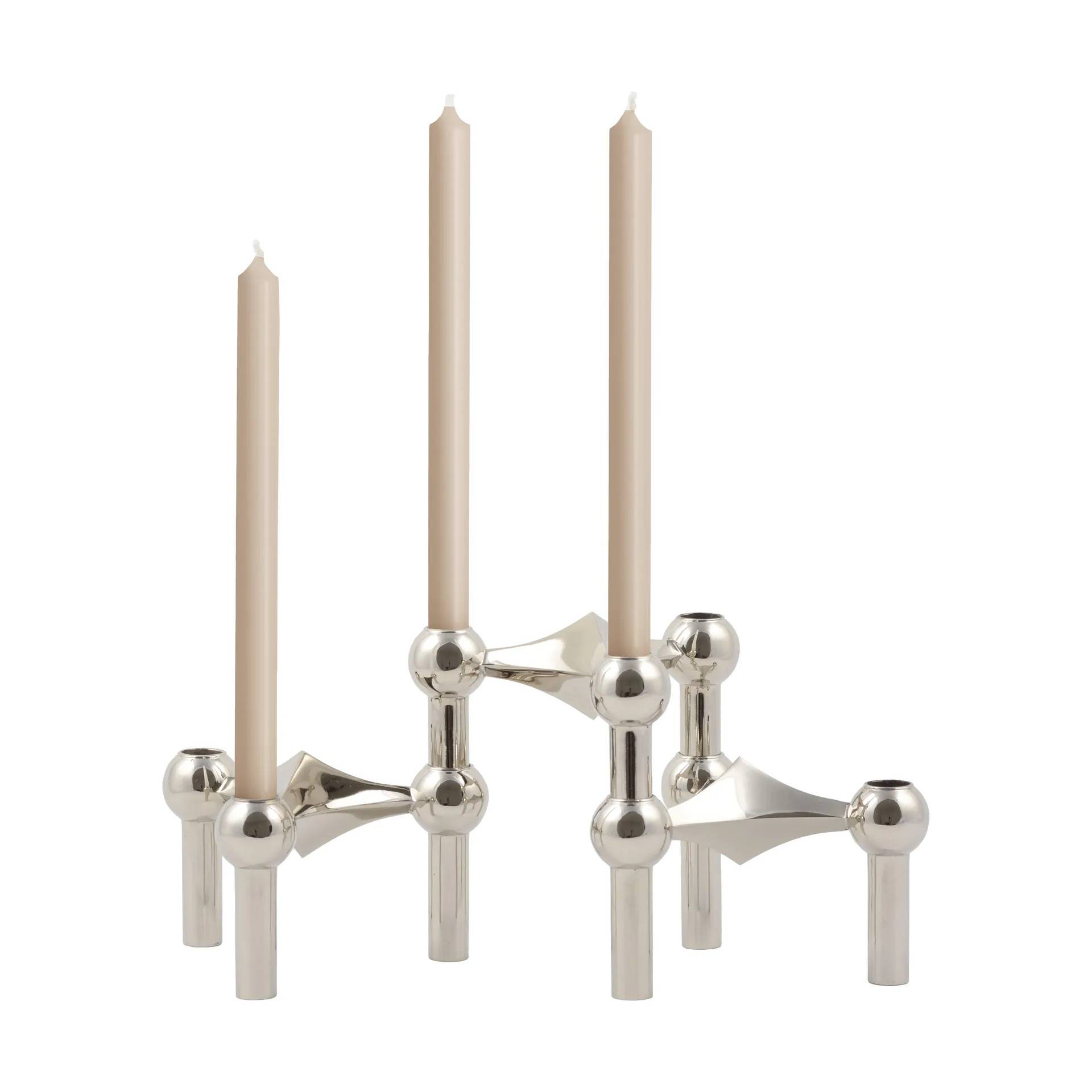 STOFF Nagel STOFF Nagel ljusstake krom 3-pack + Beige ljus 12-pack